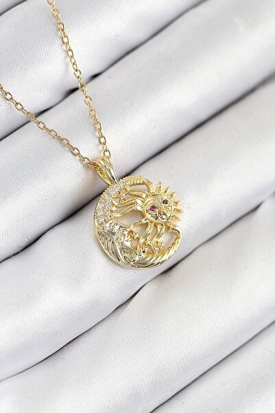 Inure Jewelry قلادة نسائية من الفولاذ 316L مرصعة بحجر الزركون على شكل قمر وشم...