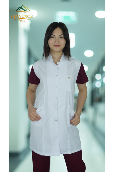 apwexqa tekstil Hakim Collar Long Length Gilet Work Apron