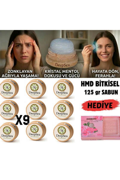DeepSEA & Baş Ağrısı İçin Rahatlatıcı Etki(9 Ad)Doğal Kristal Mentol Masaj Ta...