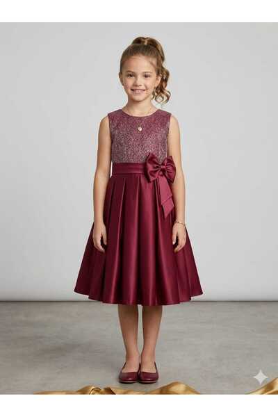 Marllow Very Beautiful Girl's Dress in Burgundy Color