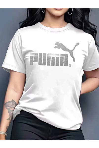 LİNA06 Elegant and Stylish Printed Pattern Women's Crew Neck Pullover T-shirt