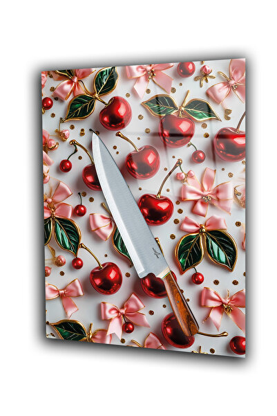 home dekors Bright Red Cherries, Glass Cutting Board and Presentation Tray - ...