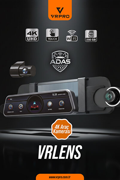 VRLENS 2 KAMERALI 10'' TOUCH SCREEN-ADAS+BSD-4K+2K-LOOP RECORDING-WIFI-G SENSOR