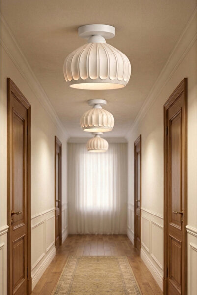 Limon 3D Desing Mat Beyaz Plafonyer Avize Modern Tavan Aydınlatma E27 Duy Şık...