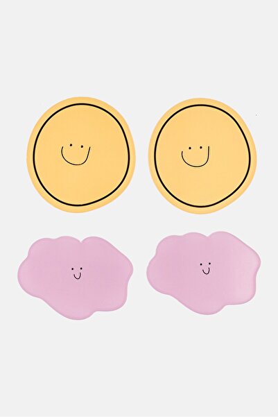 Muy Mucho Acrylic 4 Pieces Smile Coasters Set, Multicolor