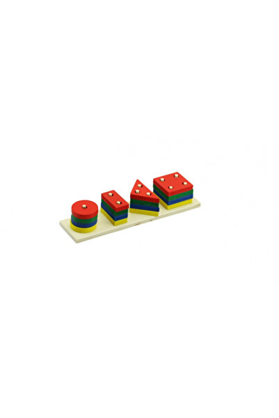 G Glixicom Joc de Sortare cu Figuri Geometrice din Lemn 4 Culori 22 x 6 cm