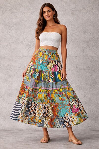 Generic Long Skirt with Elastic Cotton Waistband