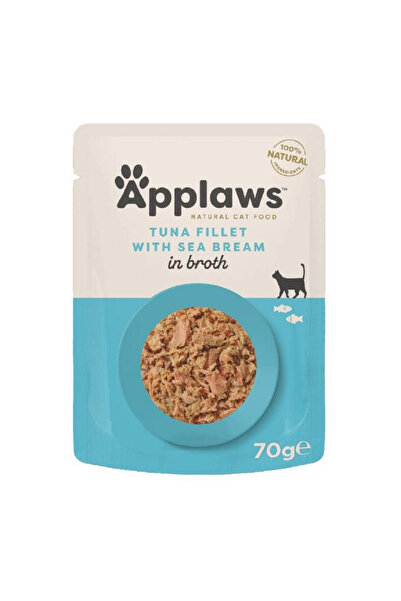 Applaws ابلاوز طعام للقطط البالغة رطب تونة مع سمك الدنييس مع الارز 70غ