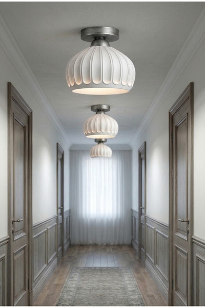 Limon 3D Desing Gri Plafonyer Avize Modern Tavan Aydınlatma E27 Duy Şık Minim...