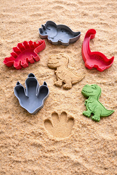 Muhcu Home 🦖 🏖️   مجموعة قوالب رملية على شكل ديناصورات - 5 قطع من ألعاب الش...