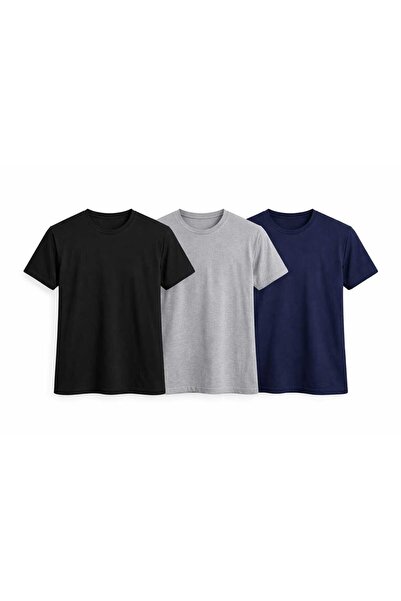 ANATOLIATEKSTILE Set of 3 Basic Premium Men's T-Shirts – Cotton, Comfortable ...
