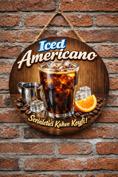 Mayeka Iced Americano Themed Wooden Wall Door Decorative Ornament Painting fo...