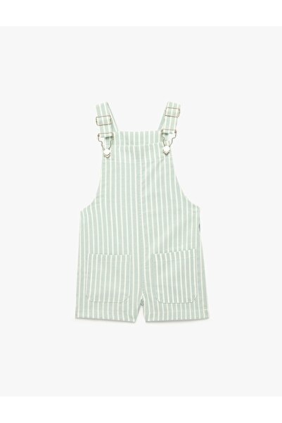 Koton Baby Boy Square Collar Striped Strappy Short Jumpsuit