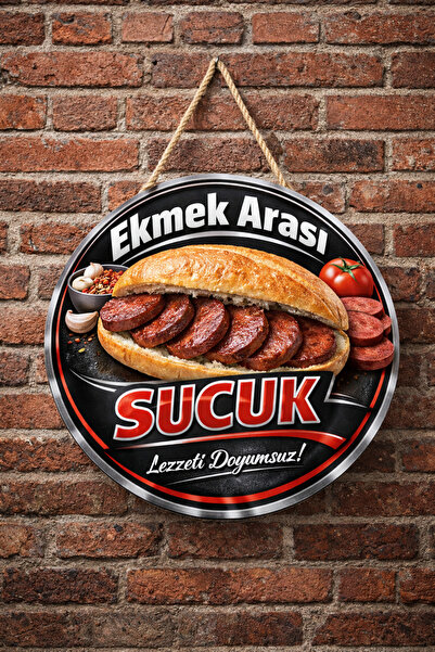 Mayeka Ekmek Arası Sucuk Temalı Büfeler Cafeler Köfteciler İçin Ahşap Duvar K...