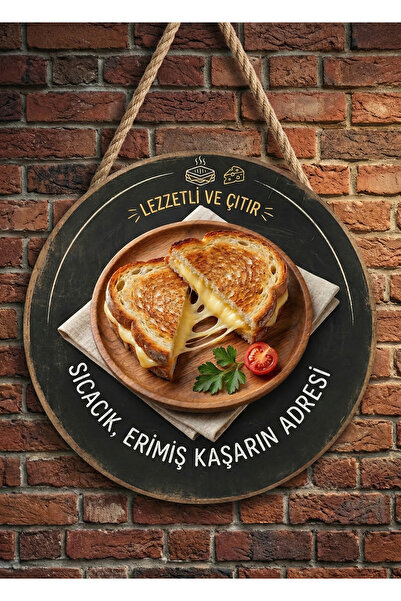 Mayeka Kaşarlı Tost Temalı Büfeler Cafeler Tostçular İçin Ahşap Duvar Kapı De...