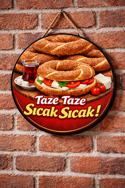 Mayeka Simit ve Çay Temalı Simitçiler Börekçiler Kahvaltıcılar İçin Ahşap Duv...
