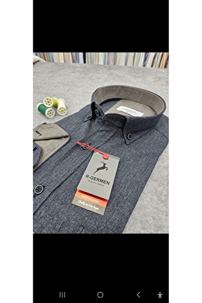 Cinar erkek giyim Men's Classic Shirt Linen Fabric Long Sleeve with Pockets