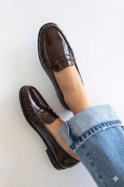 HVZ Exclusive Brown Patent Leather Daily Comfortable Ergonomic Mary Jane Loaf...