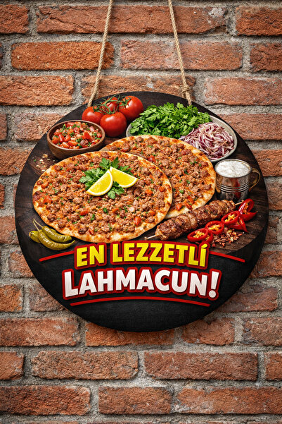 Mayeka Lahmacun Temalı Kebapçılar Restoranlar Lokantalar İçin Ahşap Duvar Kap...