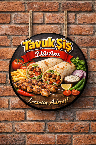 Mayeka Tavuk Şiş Dürüm Temalı Kebapçılar Restoranlar Lokantalar İçin Ahşap Du...