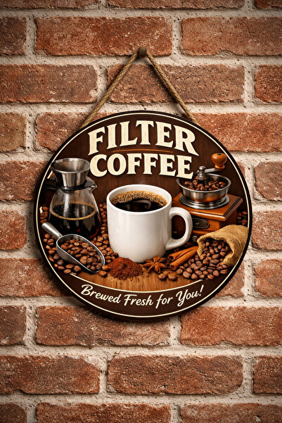 Mayeka Ornament decorativ din lemn pentru ușă de perete, cu tematică cafea fi...