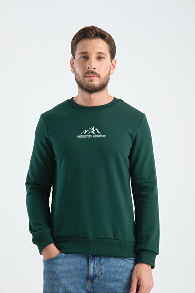 Shooter Sportswear Dark Green Men's Three-Thread Sweatshirt Without Piping Co...
