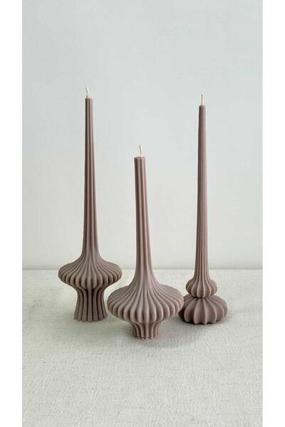 SCA CANDLE Dekoratif Mum Lara Set koyu Kahve 3 Lü set Modern Dekoratif Soy Mum