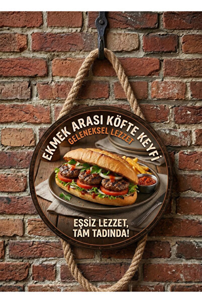 Mayeka Ekmek Arası Köfte Temalı Büfeler Cafeler Köfteciler İçin Ahşap Duvar K...