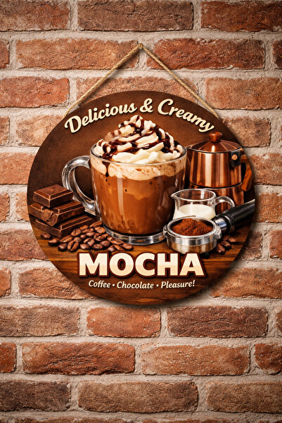 Mayeka Ornament decorativ din lemn pentru ușă de perete, cu tematică Mocha, p...