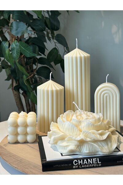 SCA CANDLE Dekoratif Mum gokkuşağı+çokgen+çiçek+bubble toplam 5 Parça