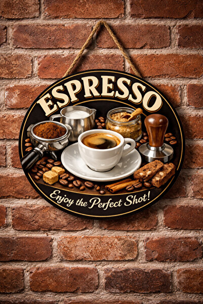 Mayeka Espresso Retro Temalı Cafeler Kahveciler Baristalar İçin Ahşap Duvar K...