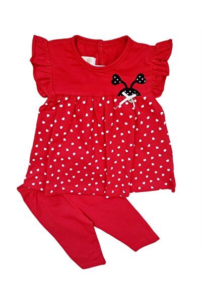 Miniworld Baby Girls' 2-piece cotton summer set, ladybug pattern, Red