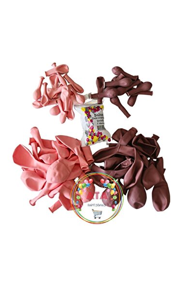 TATLI GÜNLER Doğum Günü Konsepti *rosewood*makaron Pembe* 60 Lı Balon Zinciri Parti Seti