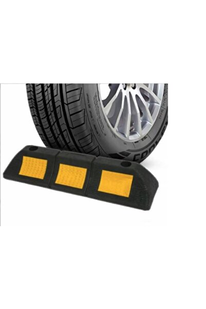 SimpluAcasa Opritor Roată Parcare din Cauciuc Reciclat, cu Benzi Reflectoriza...