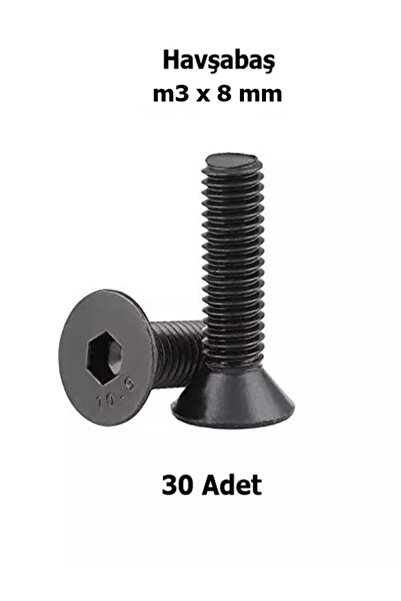Venoa m3x08 mm Havşabaş İmbus Civata 10.9 Kalite Siyah DIN 7991 Alyan Vida – ...