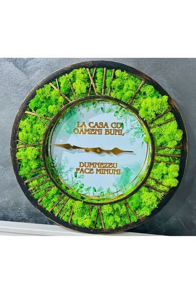 Licheni Design CLOCK 40CM with NATURAL LICHEN