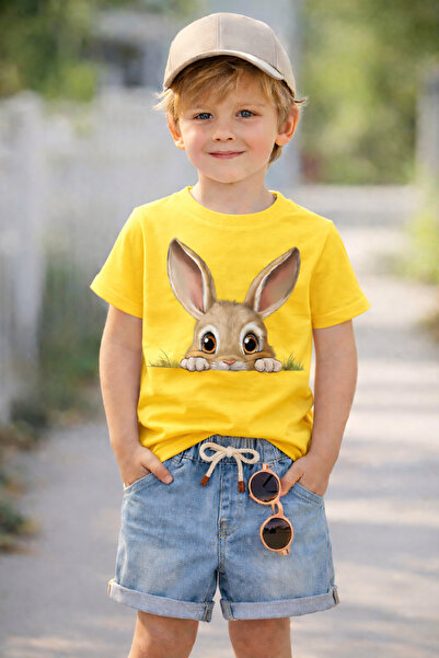 ArtYus Παιδικό μπλουζάκι Unisex με στάμπα Cute Rabbit Crew Neck – Βαμβακερό κ...