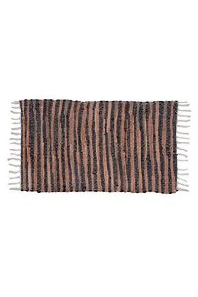 victiny Covor decorativ țesut maro-negru cu franjuri 80 x 50 cm