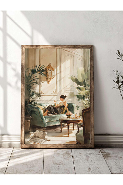 Tuba Decor Εικόνα με ξύλινο πλαίσιο ενός τεμαχίου: Παριζιάνα που ξαπλώνει