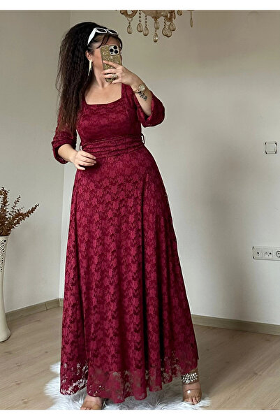 AZRA BUTİK Gupur Princess Dress Burgundy