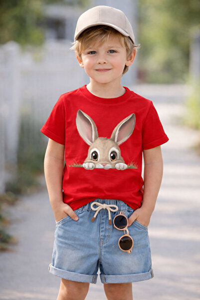 ArtYus Παιδικό μπλουζάκι Unisex με στάμπα Cute Rabbit Crew Neck – Βαμβακερό κ...