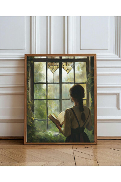 Tuba Decor Ενιαίος Ξύλινος Πίνακας με Κορίτσι στη Βροχή