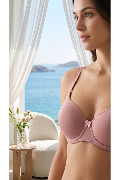 hepimiz alalım Women's Powder Basic Bra with Light Support and Gathering Effe...