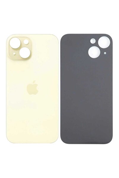 OEM Battery Cover For Apple iPhone 15 Yellow, Glass, No Adhesive, No Camera G...
