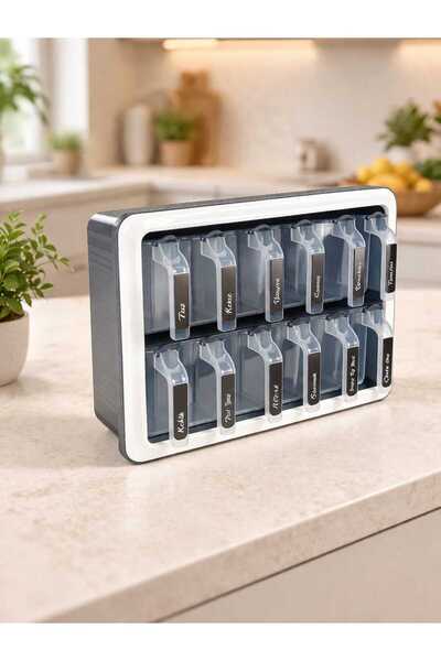 CELSEN HOME 12-Piece Self-Adhesive Spice Container Set with Stands, Spoons, a...