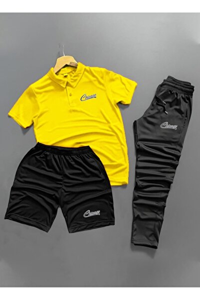 NOFLEN طقم بدلة رياضية للرجال من شيكاغو بياقة بولو مكون من 3 قطع