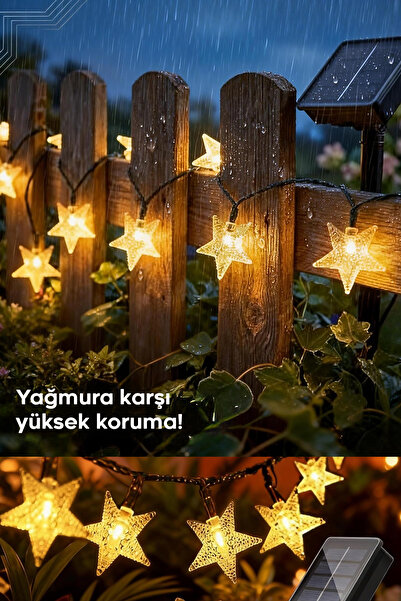 SULED Yıldız Led 5 Metre Solar Enerjili Bahçe Aydınlatması Led Işık Gün Işığı Dekoratif İç & Dış Mekan