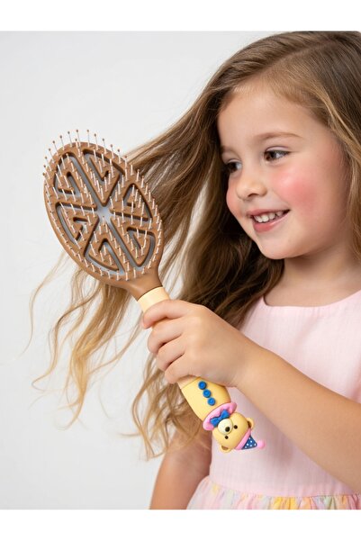 TR Children's Hair Detangling Brush with Teddy Bear Figure - Soft-Tipped Hair Brush for Easy Combing