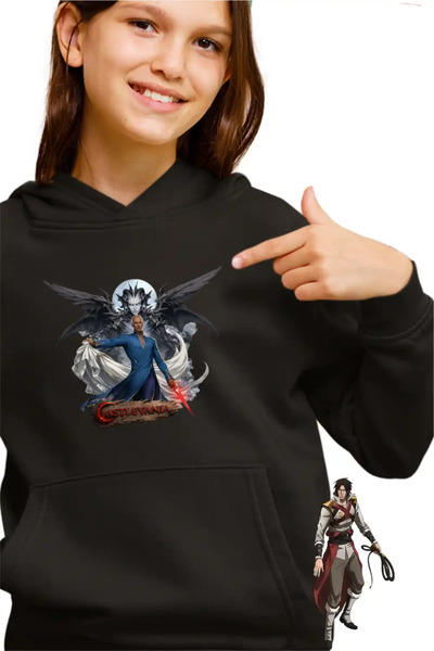 OEM Детски суичър с качулка за момичета Касълвания Айзък Дракула Демон