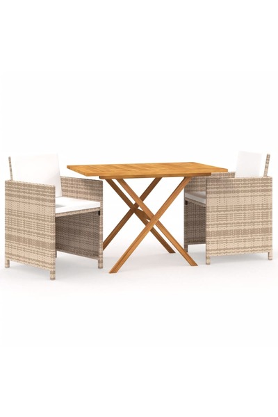 vidaxl Set mobilier de grădină cu perne, 3 piese, bej